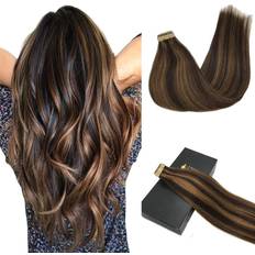 Goo Goo Tape in Hair Extensions 16 inch #2/6 Dark Brown Highlighted Chestnut Brown 20-pack