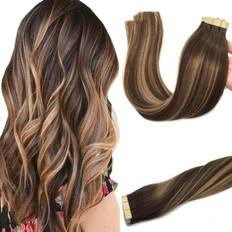 Goo Goo Tape in Hair Extension 16 inch #4/27/4 Balayage Chocolate Brown to Caramel Blonde 20-pack