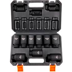 Hand Tools VEVOR & 3/8 inch Deep Socket Set Metric 9-Pc to 90-Pc 6-Point Cr-Mo Steel Auto Repair Easy-Read Rugged Build