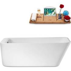 Bathtubs Streamline 28.7-in 63-in Glossy White Acrylic Freestanding Soaking Bathtub with Drain Reversible