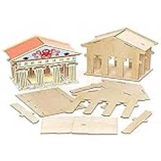 Hobbymaterial Baker Ross FE455 grekiskt tempel träkit – 2-pack, trähantverk för barn att dekorera och visa, barn pedagogisk aktivitet