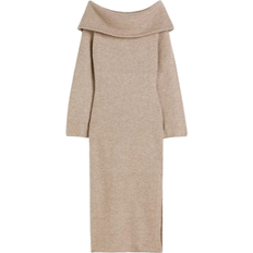 H&M Knitted Off-the-Shoulder Dress - Beige Marl