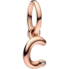 Pandora Letter c Script Alphabet Dangle Charm - Rose Gold/Transparent