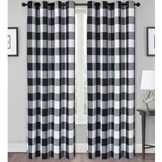 Buffalo Plaid Checkered Grommet Black54x84"