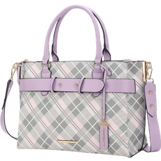 MKF Collection Women's Vivian Plaid Satchel Bag - Grey/Lavender