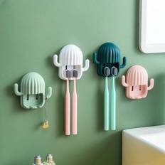 Shein Wall Mounted Non-Drilling Toothbrush Holder In Nordic Style Cactus Design, For Electric Toothbrush