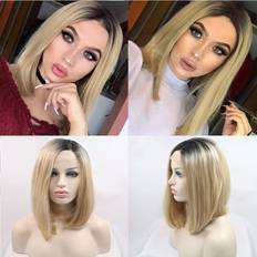 Blond Perücken Short Bob Wig Ombre BlondeHeat Root Blonde