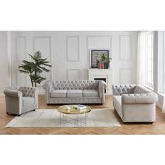 Sofas Couchgarnitur 3+2+1 Samt Sofa