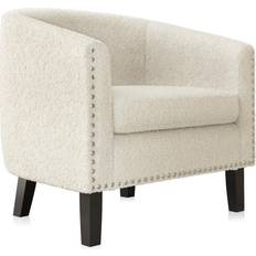 Belleze Accent Barrel White Armchair 28"