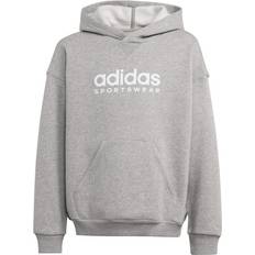 Adidas Junior Fleece Hoodie - Medium Gray Heather/White