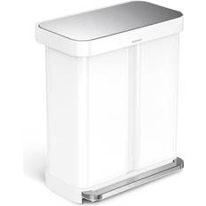 Simplehuman Hands-Free Dual Compartment Recycling Kitchen Step Trash Can with Lid 15.32gal