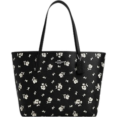 Coach City Tote With Floral Print - Silver/Black Multi