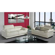 3-Sitzer - Ledersofas Elfenbein Sofa 3-Sitzer