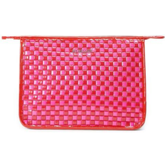 Bicolor Woven Patent Clutch Bag