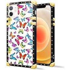 DAIZAG iPhone 11 Case, Color Butterfly iPhone 11 Cases for Girls Womens, Luxury Golden Decoration Square Soft TPU Shockproof Protective Hard PC Back iPhone 11 Case 6.1 inch