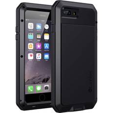 Mobile Phone Covers Lanhiem iPhone 7 Plus 8 Plus Case, Heavy Duty Shockproof [Tough Armour] Metal Case with Built-in Screen Protector, 360 Full Body Protective Cover, Dust Proof Design -Black