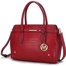 Red Messenger Bags MKF Collection Catarina Vegan Crocodile Leather Satchel Handbag
