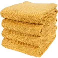 Kaf Home Set of 4 Deluxe Popcorn Terry Kitchen Towel Brown