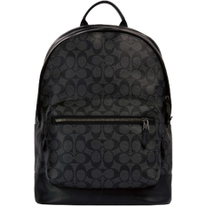 Leather Backpacks Coach West Backpack In Signature Canvas - Gunmetal/Charcoal Black
