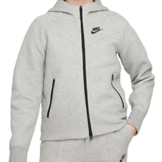 Hoodies Nike Girl's Sportswear Tech Fleece Full-Zip Hoodie - Dark Gray Heather/Black/Black