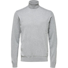 Selected Long Sleeve Roll Neck Sweater - Medium Grey Melange