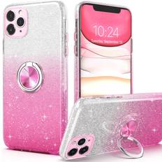 Mobile Phone Cases PeeTep iPhone 11 Pro Max Case, Slim Fit Glitter Sparkly Case with 360°Ring Holder Kickstand Magnetic Car Mount Shock-Absorbent Protective Durable Cover for iPhone 11 Pro Max 6.5" for Girls Women,Pink