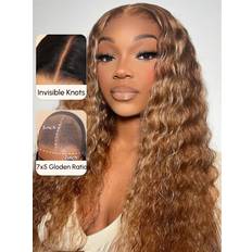 UNice Blonde Extensions & Wigs UNice 7x5 Bye Bye Knots Lace Water Wave Wig 14 inch Honey Blonde