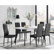 Schwarz Tischgruppen Andria Black Leg Marble Dining Set