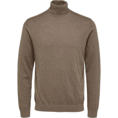 Selected Long Sleeve Polo Sweater - Teak