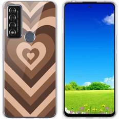Designed for TCL 30XE/TCL 30V 5G /T781S Heart Case, Brown Love Heart Coffee Latte Swirl Valentines Graphic for TCL Case Women Girls, Soft TPU Case for TCL