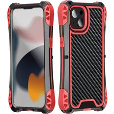 WindFlying Compatible with iPhone 13 Pro Max Case Metal TPU Rugged Waterproof Dustproof Shockproof Heavy Duty Full Body Protective Cover with Screen Protector Metal Case Red, iPhone 13 Pro Max