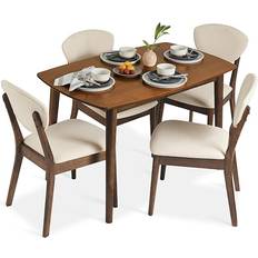 Rectangle - White Dining Sets Best Choice Products Compact Mid-Century Brown/White Dining Set 29.5x47.2" 5