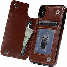 Mobile Phone Covers MIDOLA Wallet Case for iPhone XR with Card Holder Cover Flip Cell Phone Money Clip Premium PU Leather Kickstand Card Slots Double Magnetic Shockproof Slim Protective Purse 6.1 Inch Brown