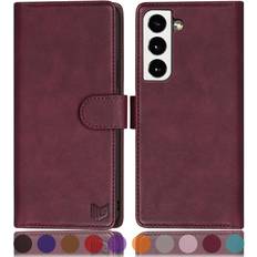 Samsung Galaxy S22 Wallet Cases SUANPOT for Samsung Galaxy S22 with RFID Blocking Leather Wallet case Credit Card Holder,Flip Folio Book Phone case Shockproof Cover Women Men for Samsung S22 case Wallet Wine Red