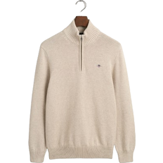 Gant Casual Cotton Half-Zip Sweater - Light Beige Melange