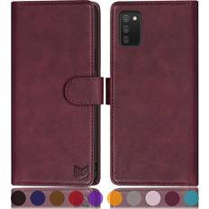 SUANPOT for Samsung Galaxy A02S with RFID Blocking Leather Wallet case Credit Card Holder, Flip Folio Book Phone case Shockproof Cover for Women Men for Samsung A02S case Wallet Wine Red