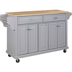 Simplie Fun Cambridge Natural Wood Top Kitchen Island