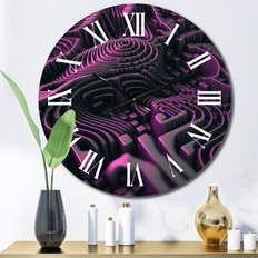 Design Art Futuristic Labyrinth Maze Matrix I Purple Wall Clock 16"