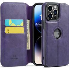Apple iPhone 14 Pro Wallet Cases Casus Logo View Compatible with iPhone 14 Pro Wallet Case Slim Faux Leather with Card Holder Slot Thin Magnetic Flip Cover 2022 6.1" Purple
