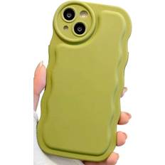 Caseative Solid Color Curly Wave Frame Soft Compatible with iPhone Case Yellow,iPhone 12