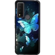 HDZWW Compatible with TCL 30 XE 5G Case, Blue Fluttering Butterfly Graphic Design for TCL Case Girls Women, Soft Silicone Cool Unique Protective Case for TCL
