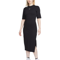 Damen - Midikleider Nike Sportswear Essential Women's Tight Midi Dress - Black/White