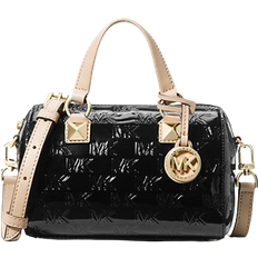 Michael Kors Grayson Small Logo Embossed Patent Duffel Crossbody Bag - Black