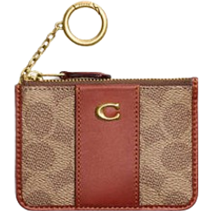 Coach Card Cases Coach Mini Skinny Id Case In Signature Canvas - Brass/Tan/Rust