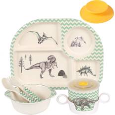 Shopwithgreen Bamboo Kids Dinnerware Set 7 pcs Dinosaur