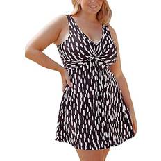 Shapermint Essentials Knot Front Swim Dress - Elongated Polka Dots