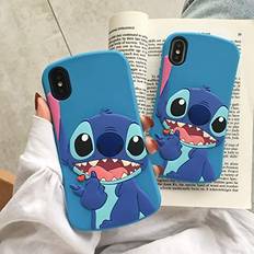 Mobile Phone Accessories iPhone XR Blue Stitch Case Soft Silicone Slim Fit Cute Cartoon Lovely Fashion Cover,Cool Cases for Kids Boys Girls Slim Stitch, iPhone Xr