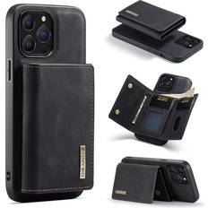 Oidealo 2 in 1 Wallet Case Compatible with iPhone 13 Pro Max, DG.MING Retro Leather Cell Phone Back Cover Magnetic Detachable with Trifold Wallet Credit Card Cash Holder Black