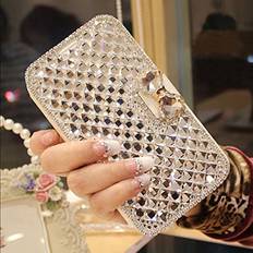 Wallet Cases Jesiya for Samsung Galaxy S10e Wallet Case, Cute Shiny Luxury Bling Glitter Bowknot Crystal Diamond Rhinestone Wallet Flip Stand Case Kickstand Protective Full Body Cover with Card Slot