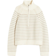 H&M Zip Pullover - Cream/Beige Striped
